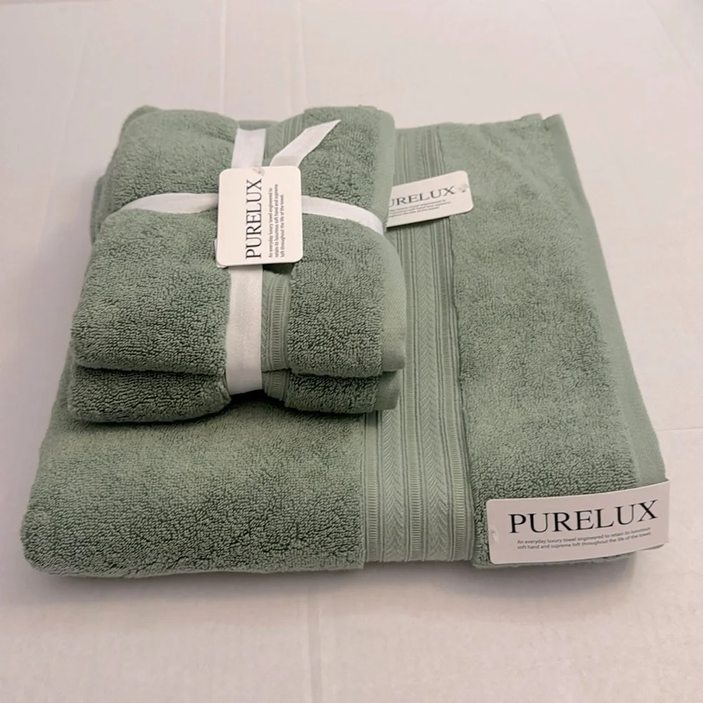 💥8pc PURELUX Luxury Bath Towel Set - Loft By Loftex - Rayon From Bamboo - Olive
